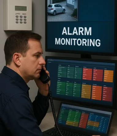 Operador da central de monitoramento da Alerta acompanhando eventos